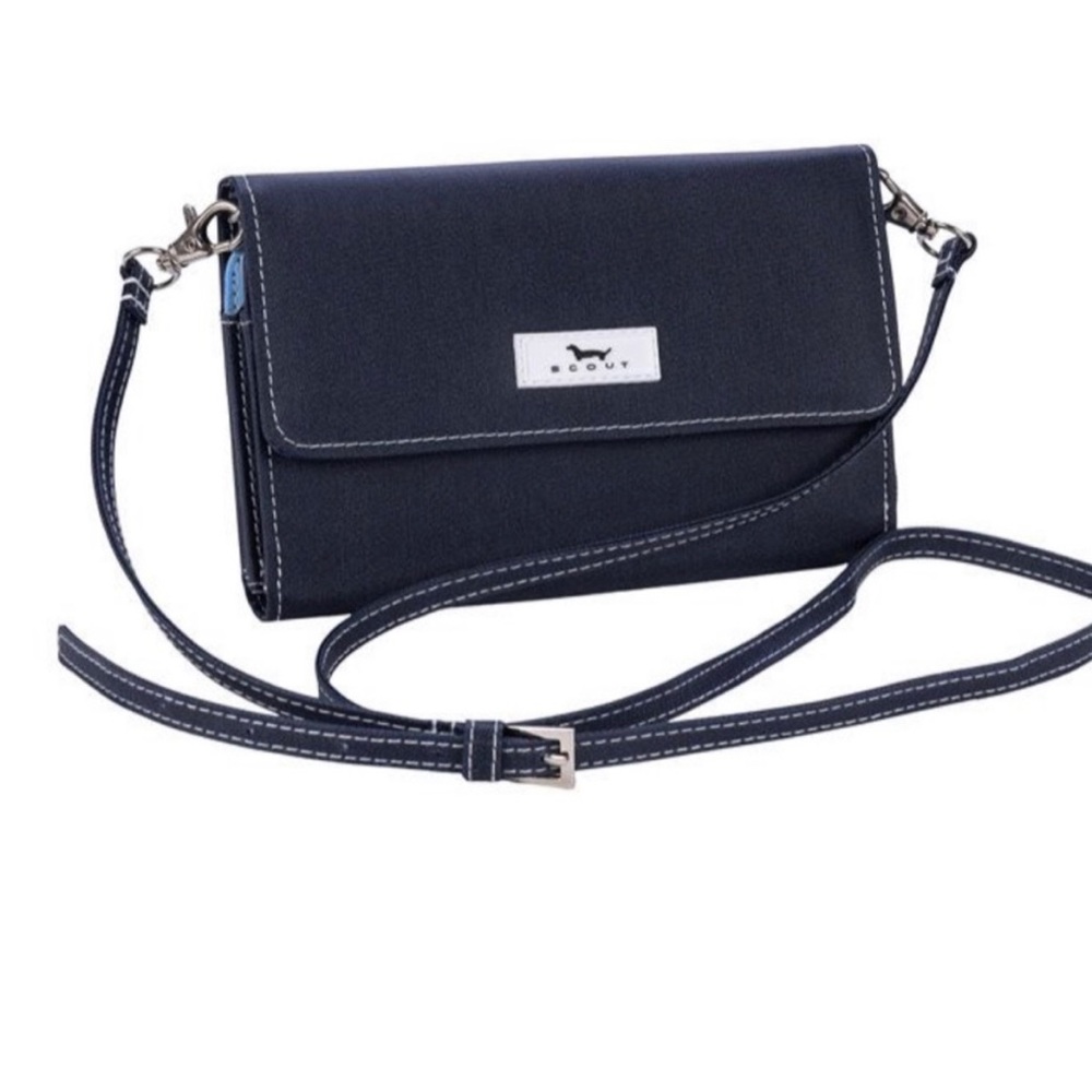 Scout crossbody in denim.